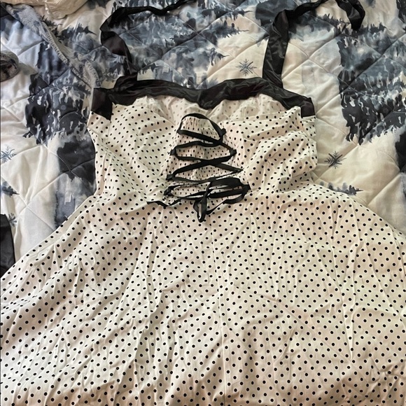 Polka Dot halter Dress with Black Accents L/XL - Picture 3 of 3